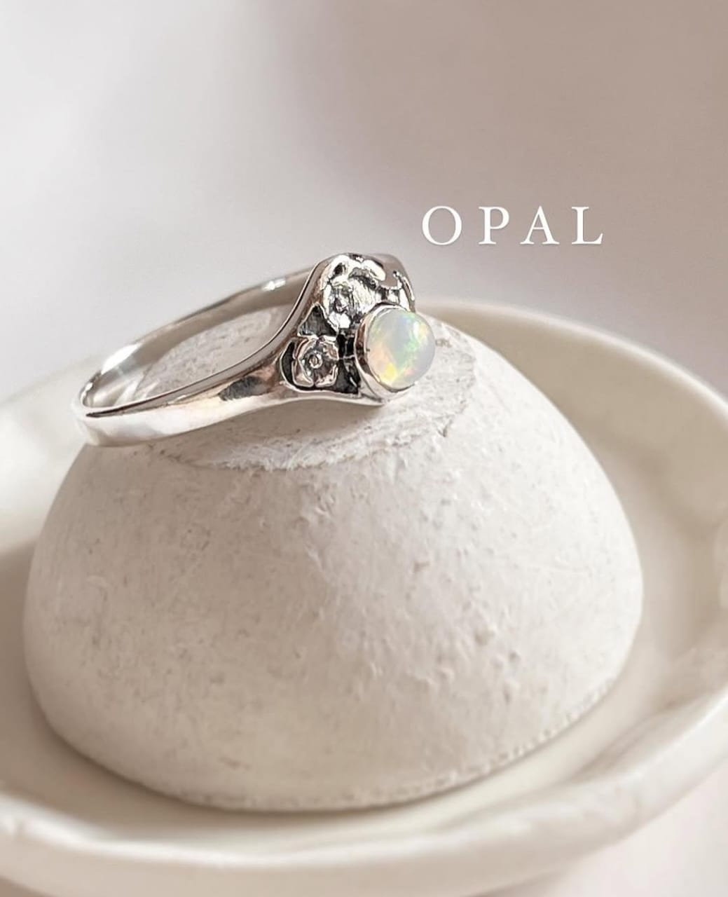 Natural Ethiopian Opal Cherry Blossom 925 Sterling Silver Ring