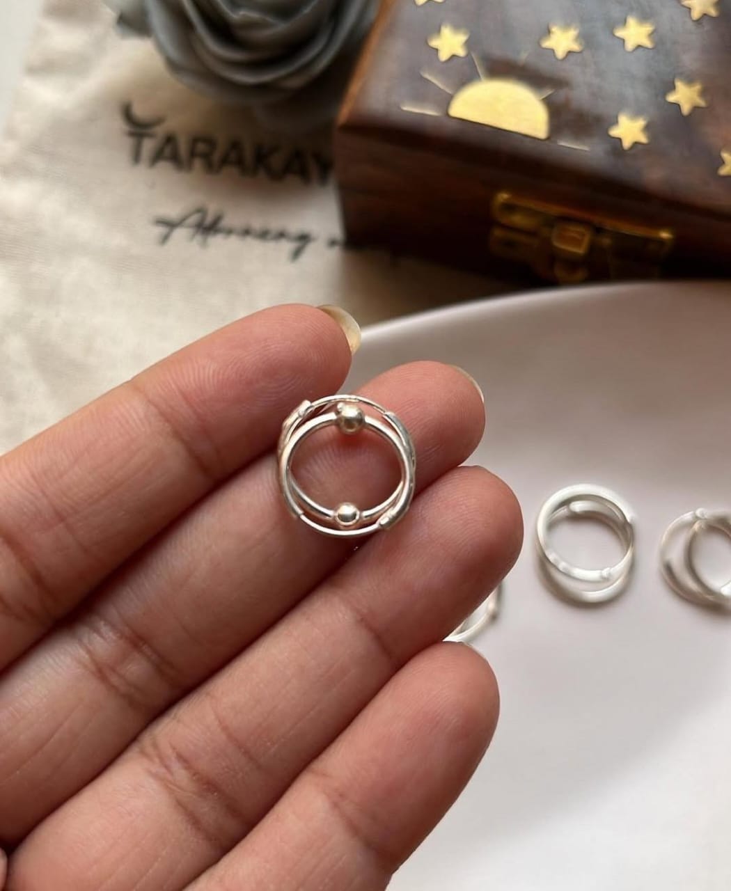 Simple 925 silver hoop earrings with plain ball design