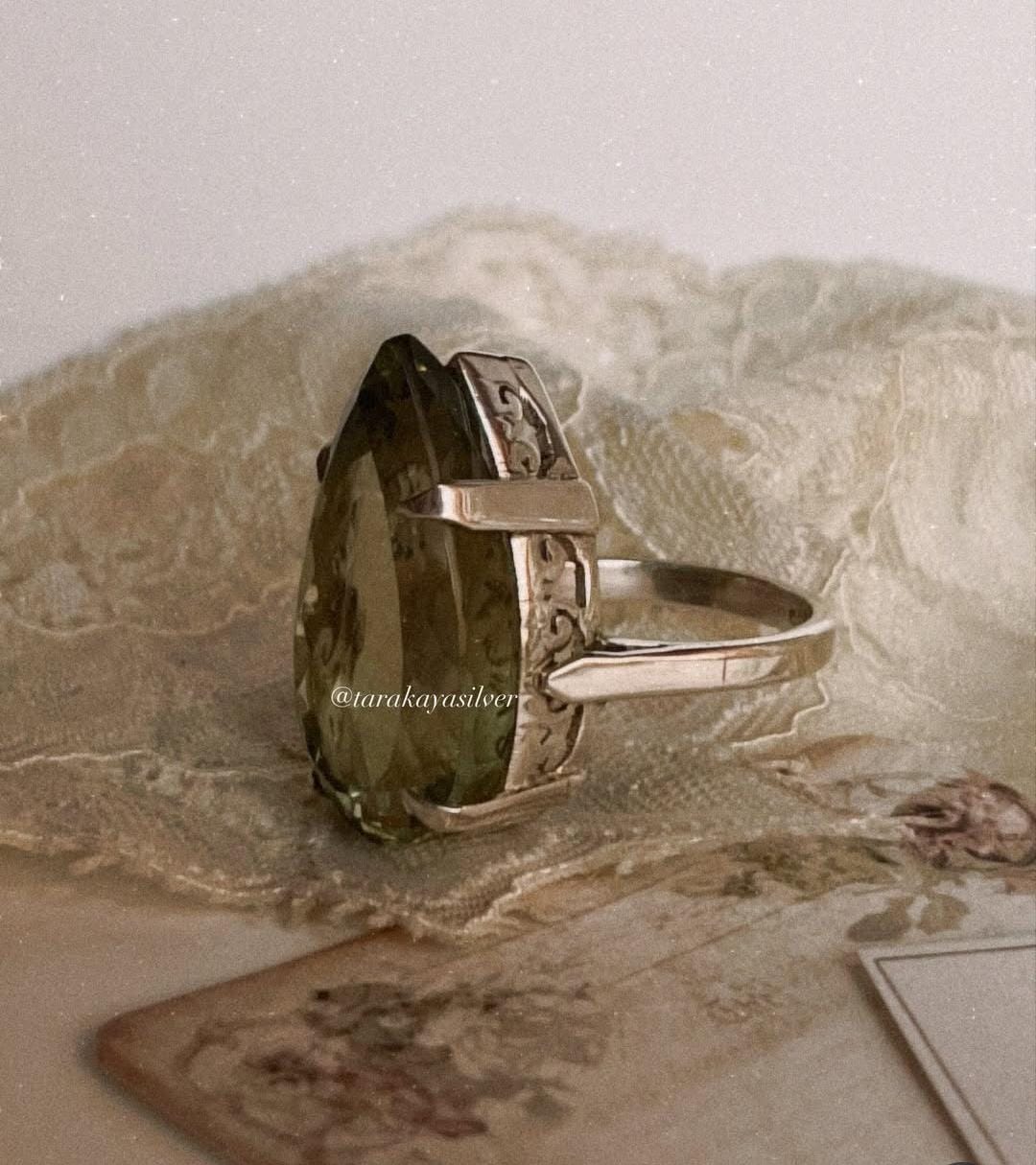 Bold green amethyst silver ring for statement style