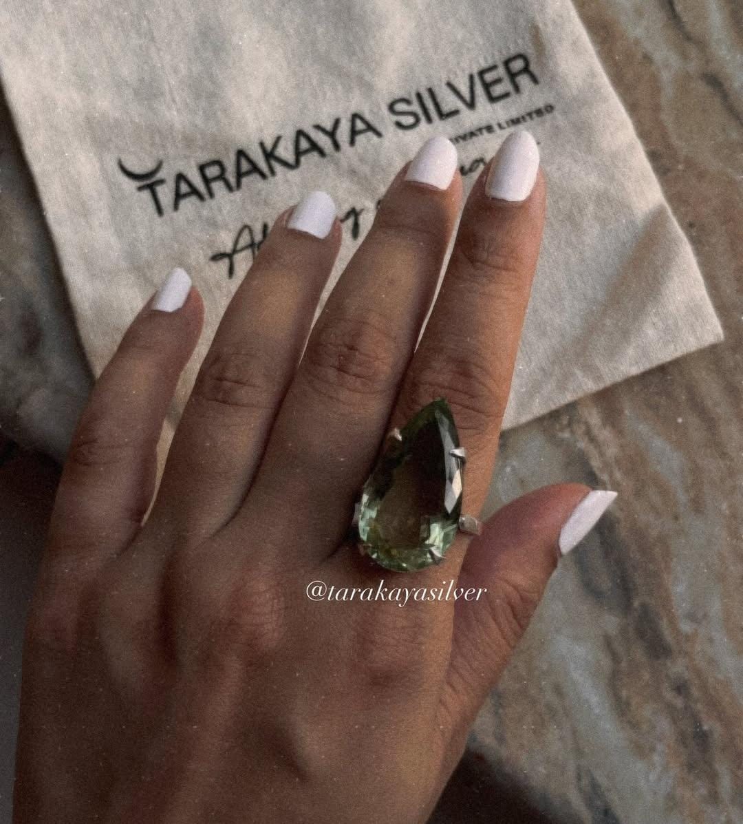 Statement green amethyst ring in 925 sterling silver