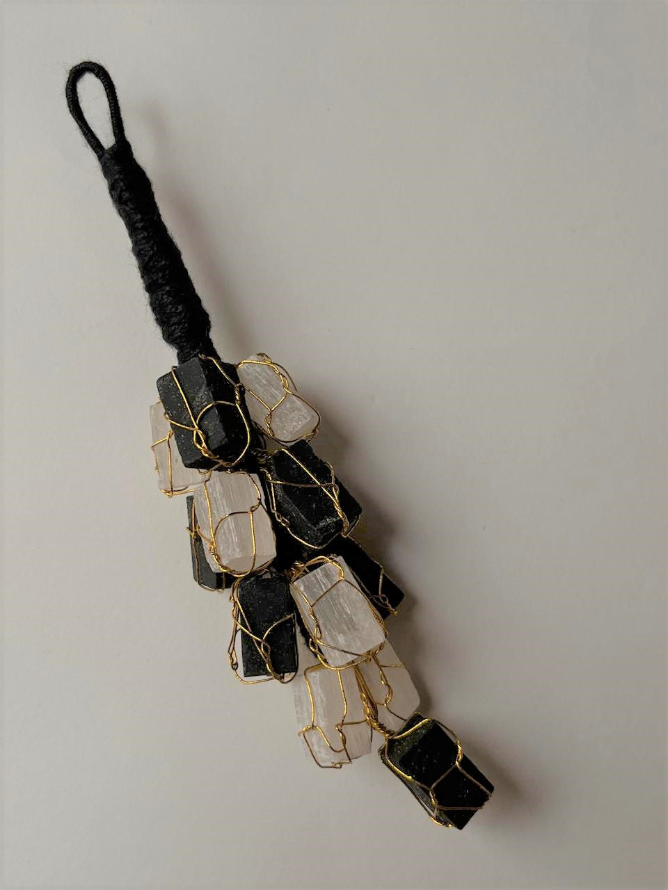 Black Tourmaline & Selenite raw hanger For 🧿 Protection