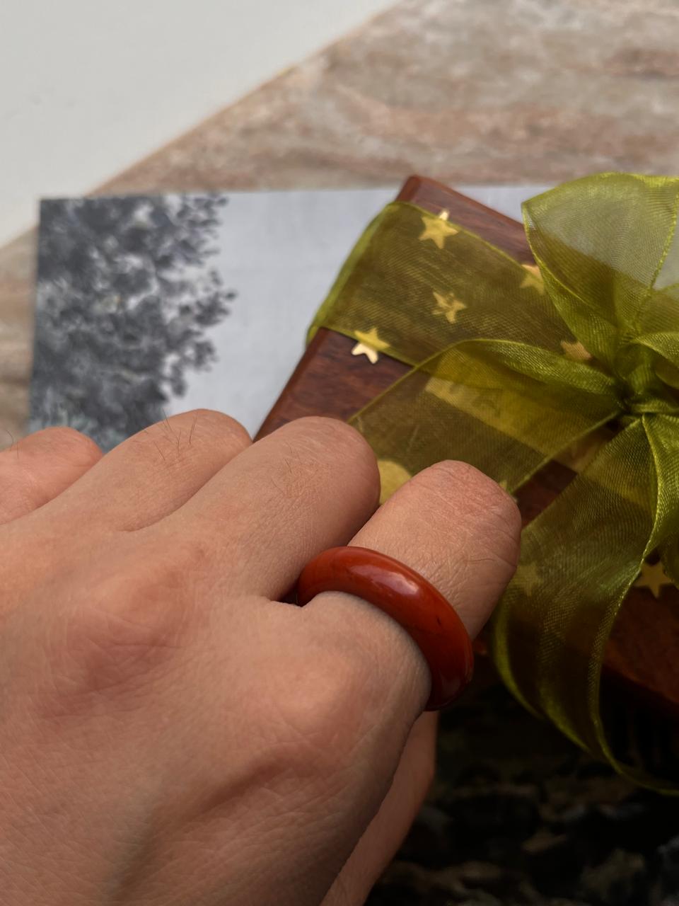 Red Jasper Crystal Band Ring