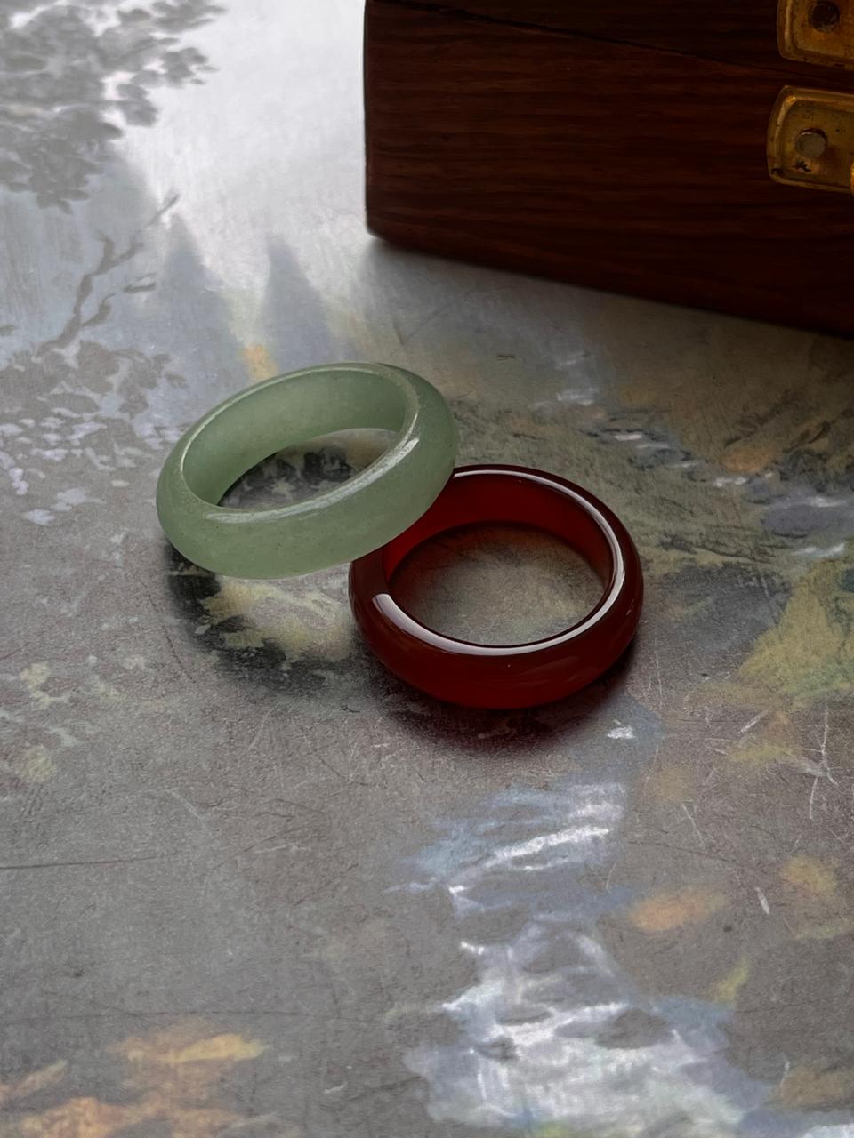 Elegant green aventurine and carnelian gemstone stack set