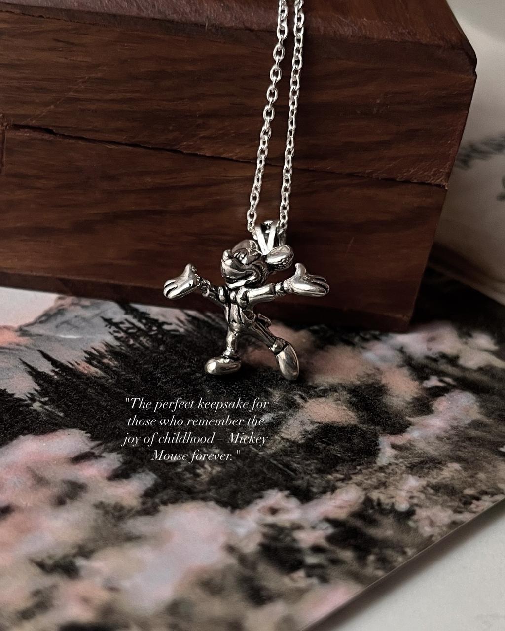 Handcrafted Mickey Mouse pendant in 925 sterling silver