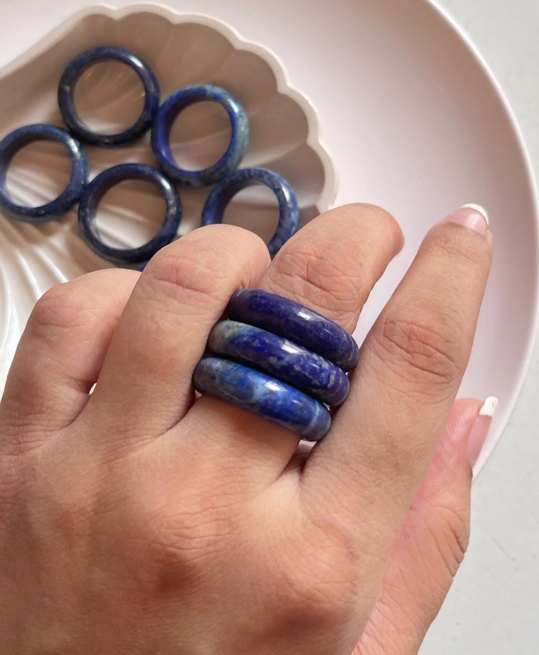 Lapis Lazuli Crystal Band Ring