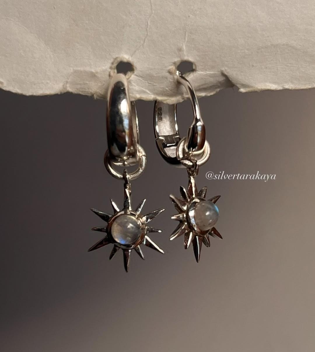 Sunshine Moonstone Plain 925 Sterling Silver Huggies