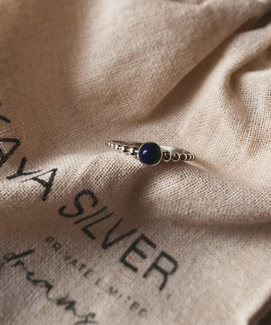 Lapis Dot Band 925 Sterling Silver Ring