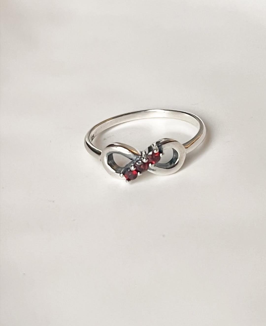 Garnet Infinity 925 Sterling Silver Ring