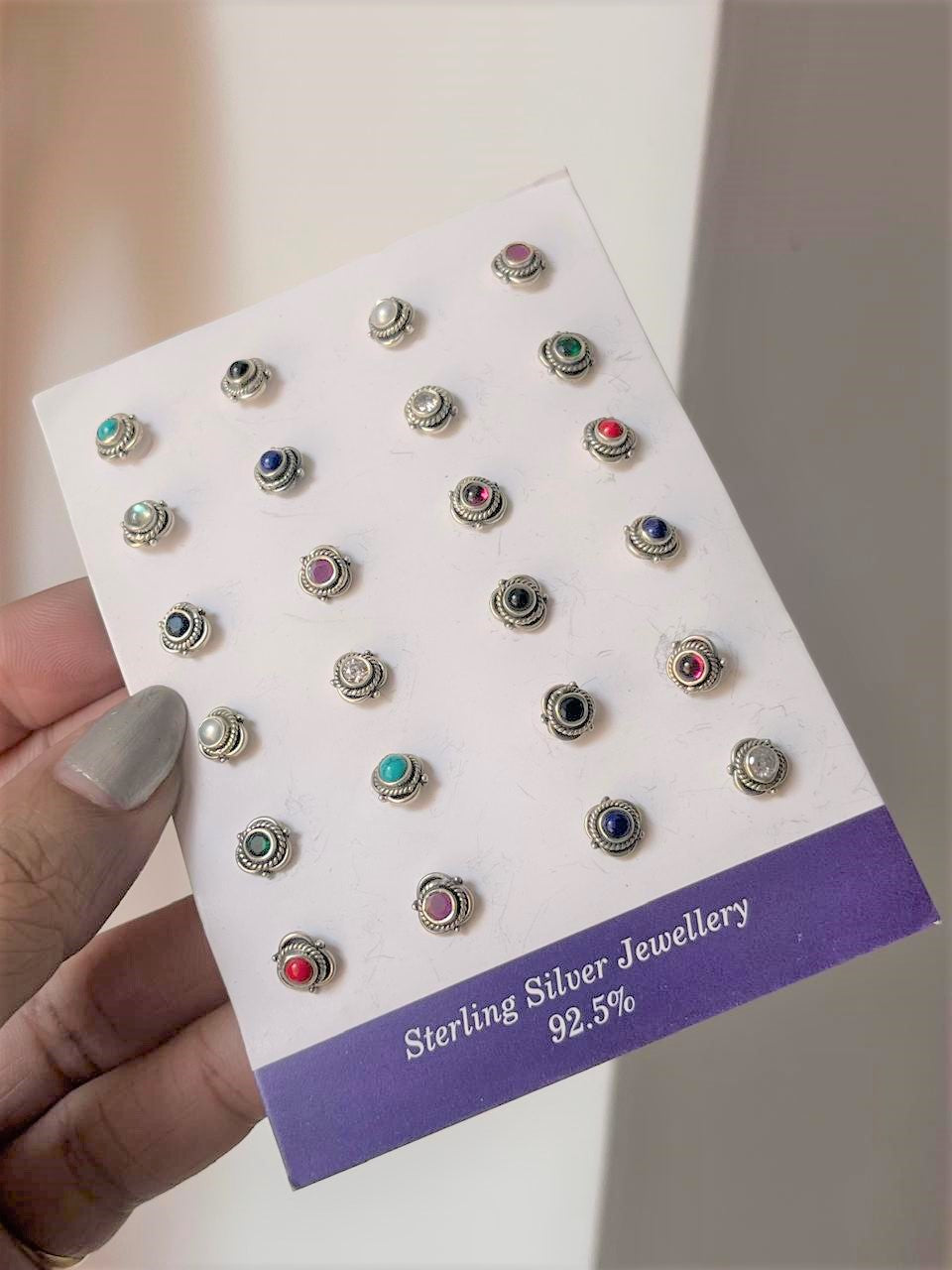 925 Silver Tribal Floral Nose Pin with Screw Back