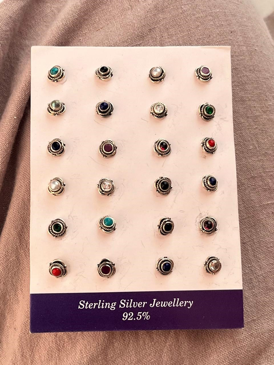 925 Silver Floral Nose Pin with Tribal Style and Screw Back
