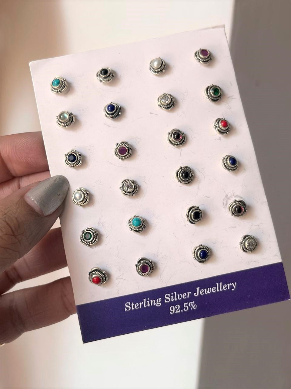 Tribal Floral Silver Nose Pin with Screw Back Closure