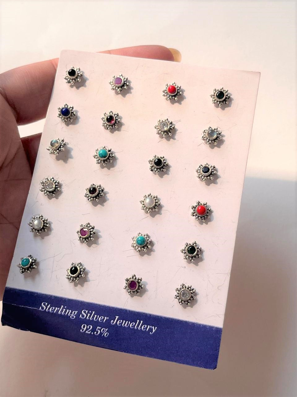 925 Silver Tribal Floral Nose Pin with Screw Back Closure