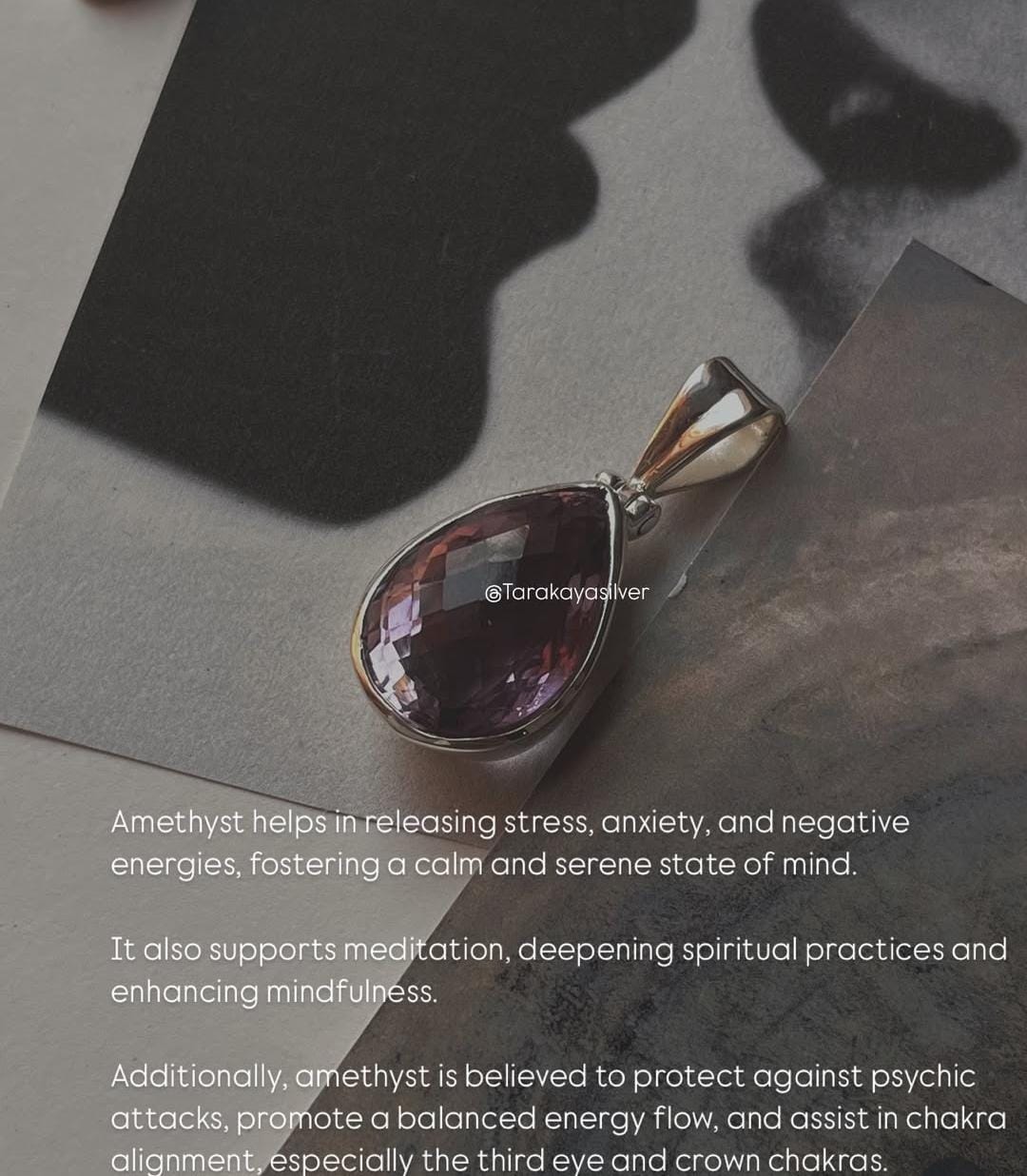 Handcrafted Amethyst Pendant in 925 Sterling Silver