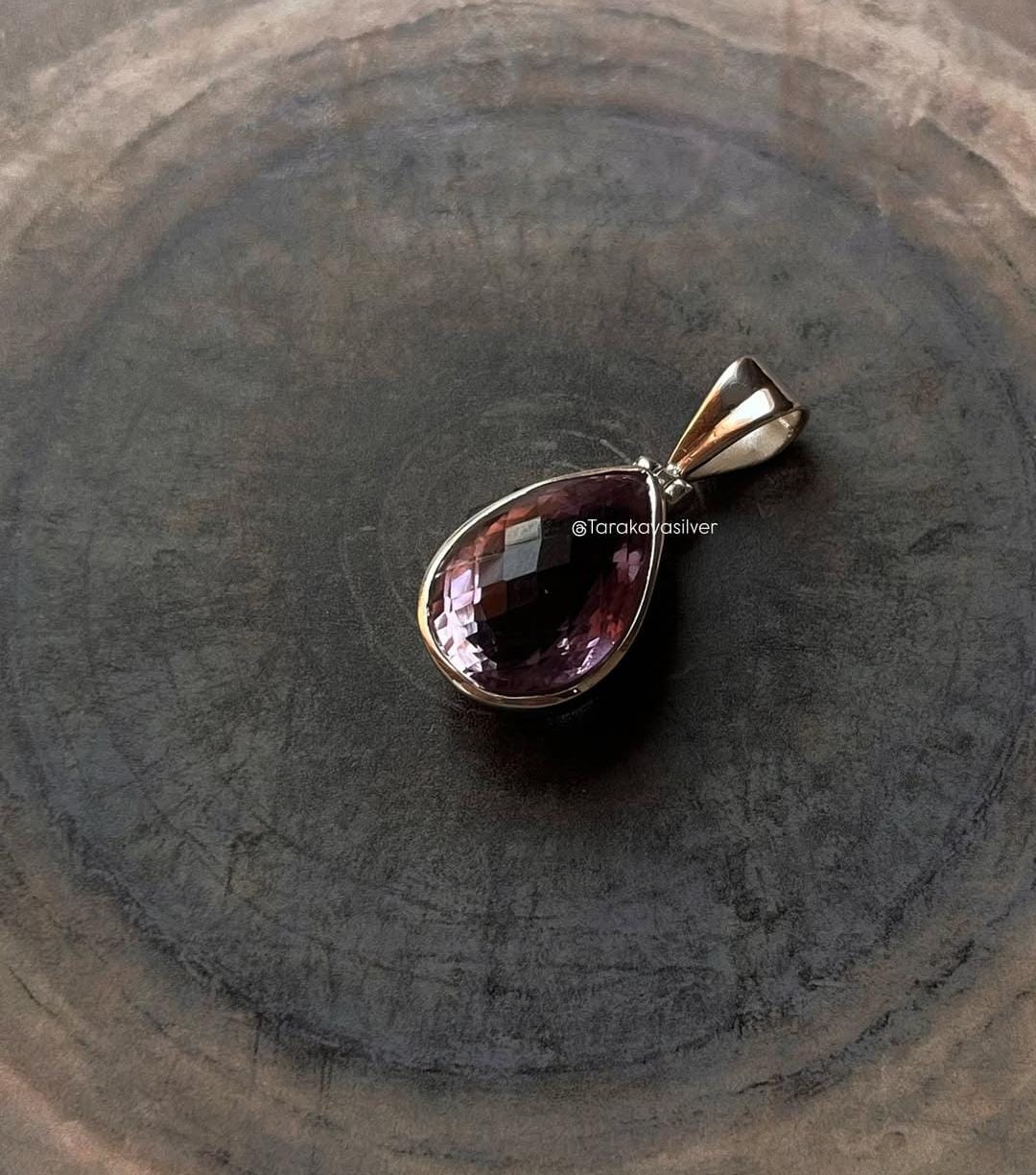 Sterling Silver Amethyst Pear-Shaped Pendant