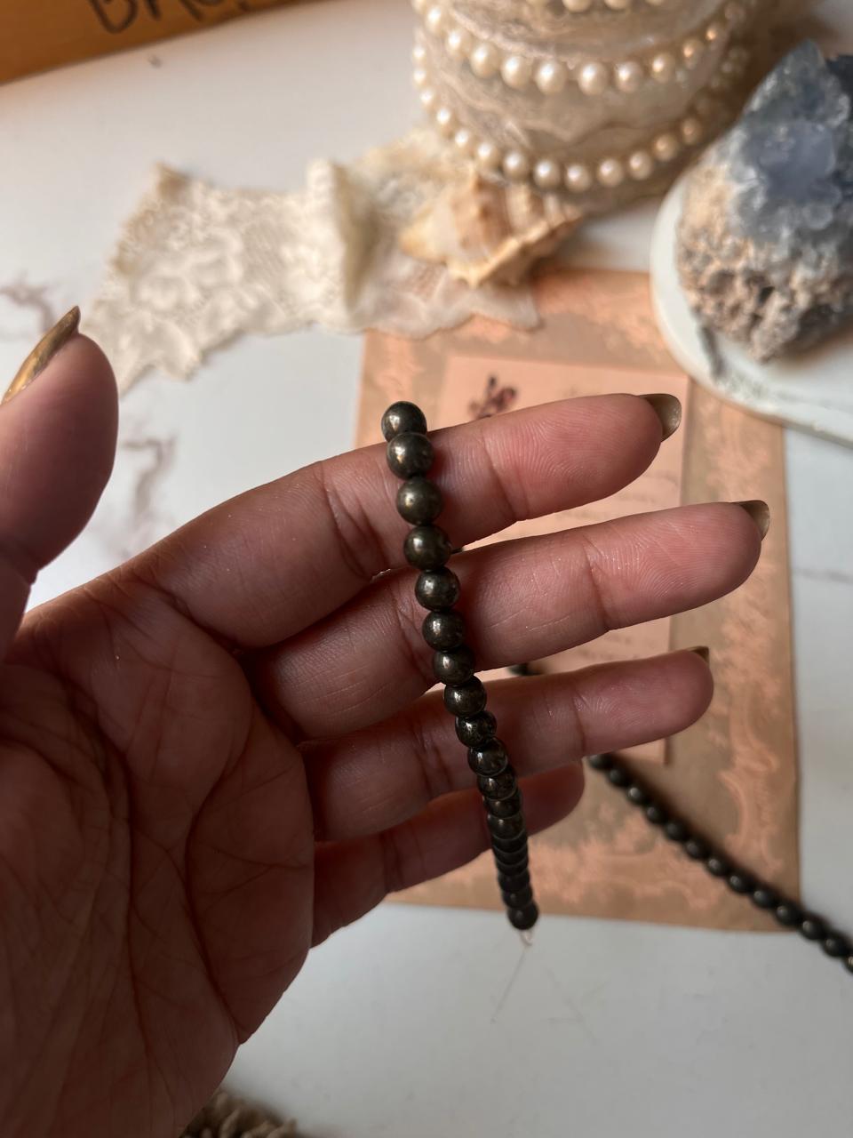 Pyrite 6MM Natural Crystal Bracelet