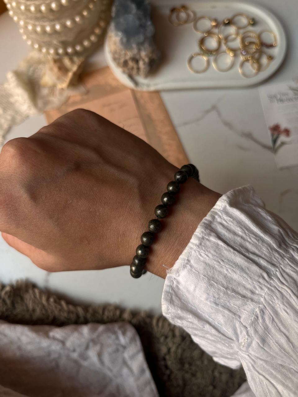 Pyrite 6MM Natural Crystal Bracelet