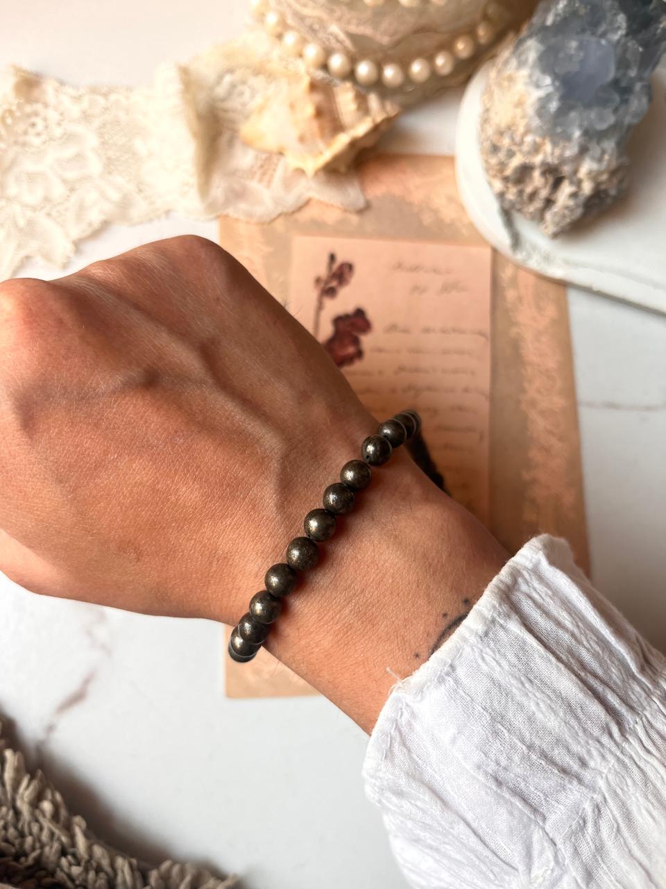 Pyrite 6MM Natural Crystal Bracelet