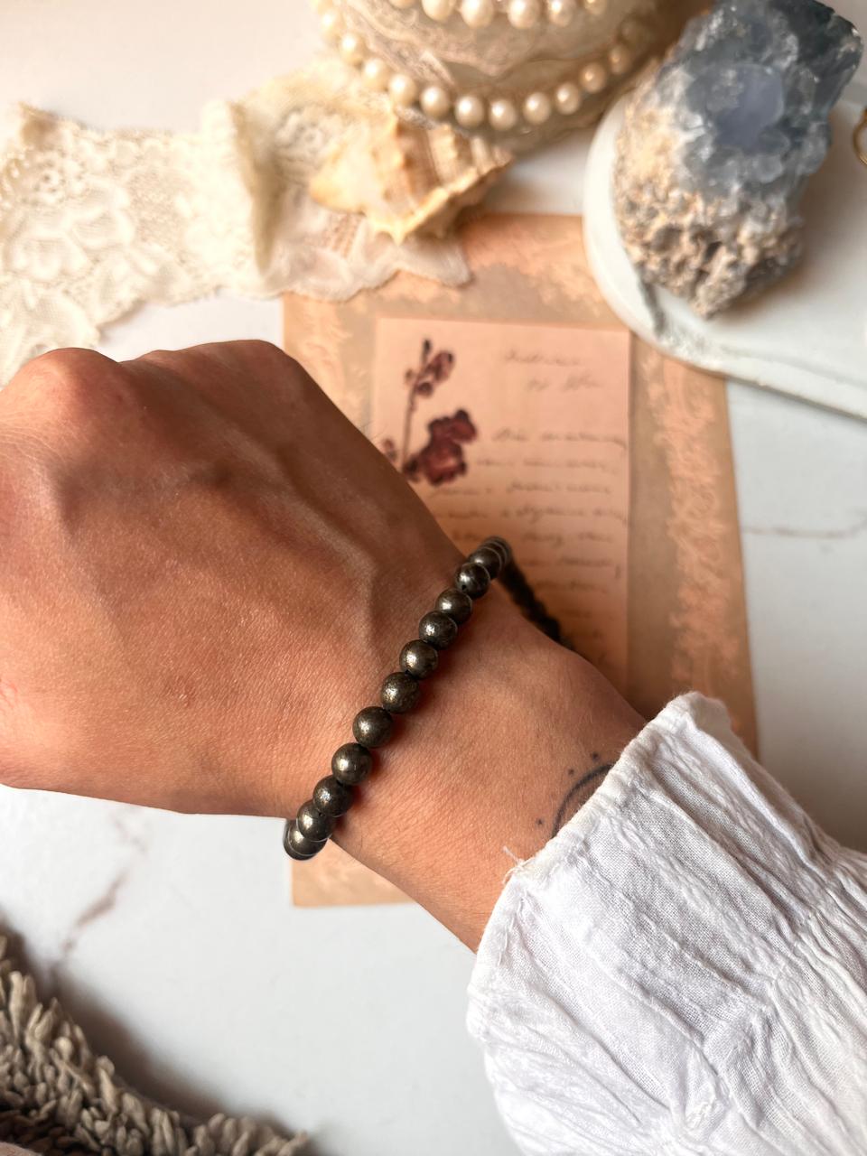 Pyrite 6MM Natural Crystal Bracelet