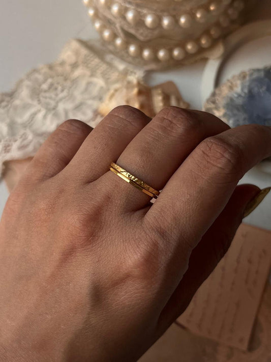 Gold Vermeil Textured & Star Hammered Stack Set 925 Sterling Silver Ring