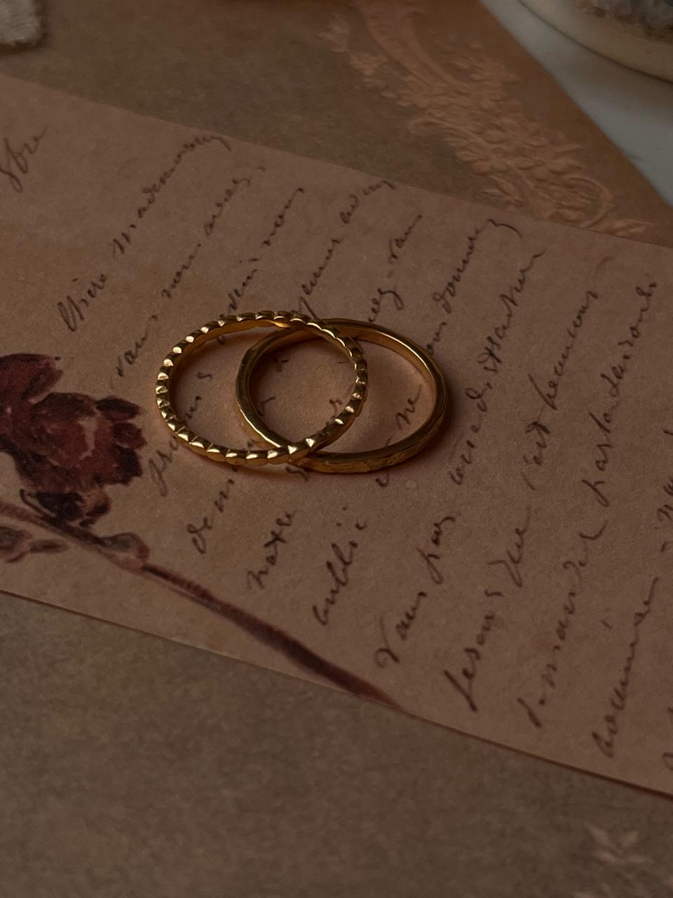 Gold Vermeil Textured & Small Dot Stack Set 925 Sterling Silver Ring