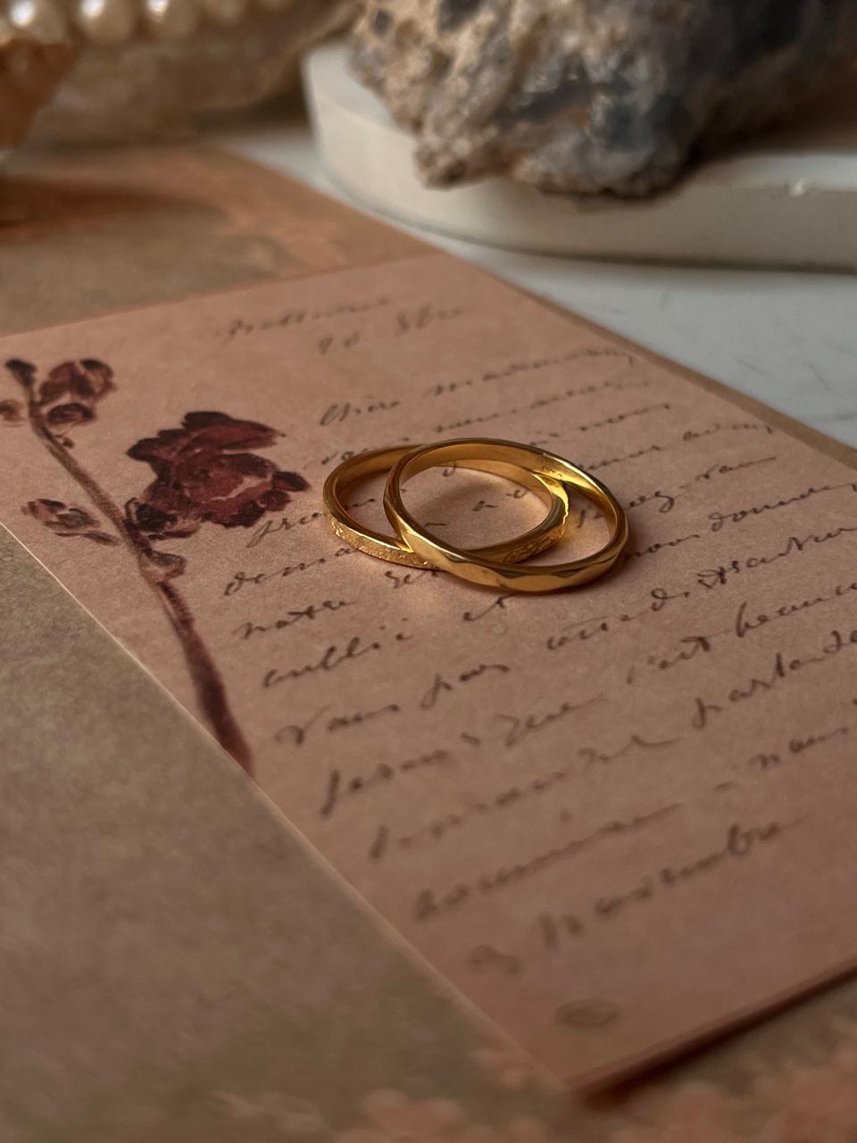 Gold Vermeil Textured & Hammered Stack Set 925 Sterling Silver Ring