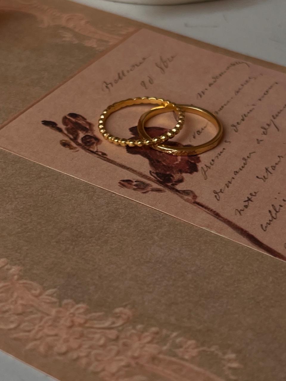 Gold Vermeil Textured & Big Dot Stack Set 925 Sterling Silver Ring