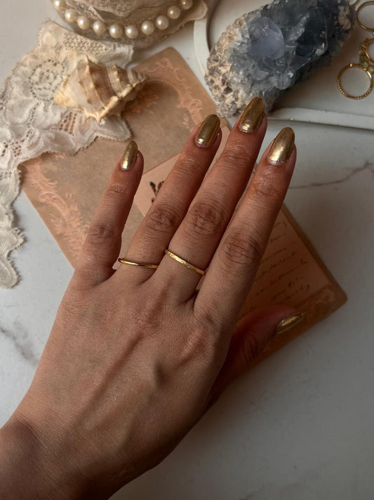 Gold Vermeil Textured & Plain Round Band Stack Set 925 Sterling Silver Ring