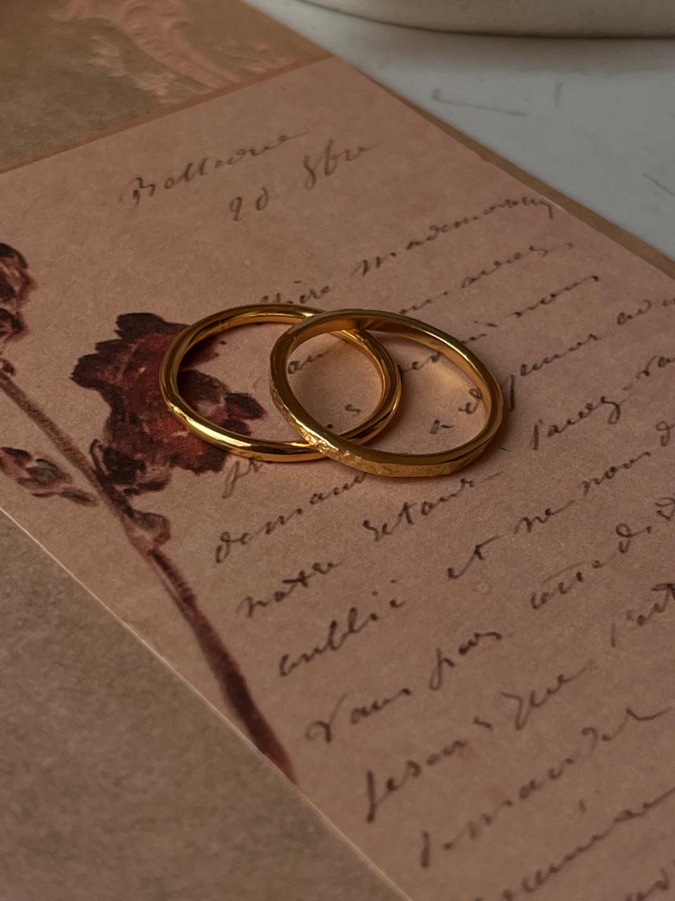 Gold Vermeil Textured & Plain Round Band Stack Set 925 Sterling Silver Ring