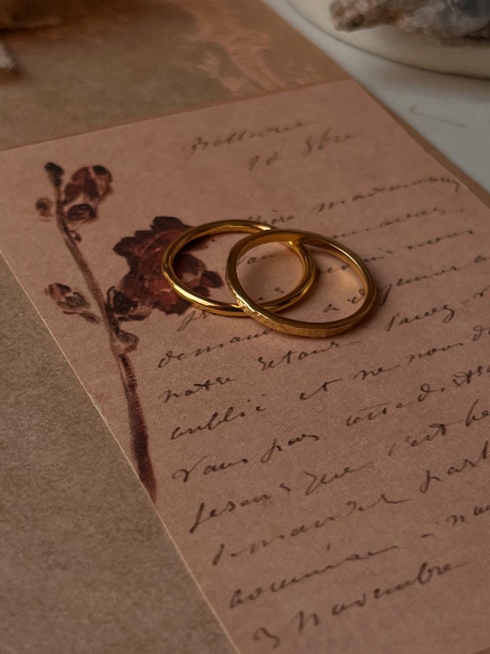 Gold Vermeil Textured & Plain Round Band Stack Set 925 Sterling Silver Ring