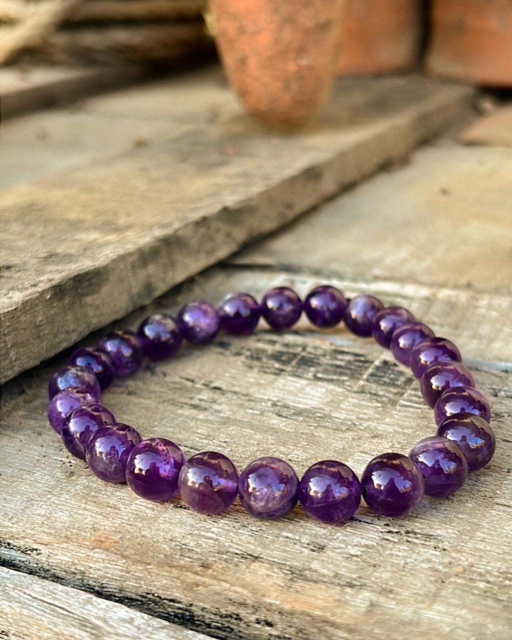 Amethyst Natural Crystal Bracelet 8mm