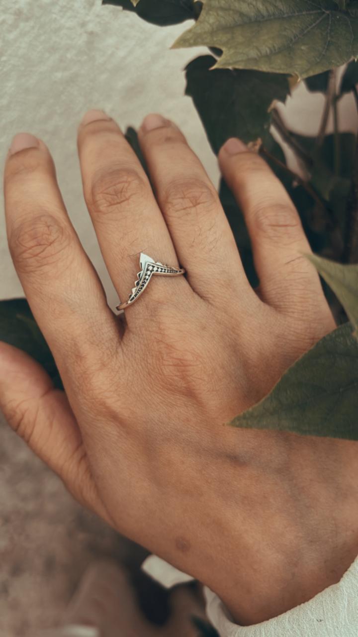 Tribal V Boho / Chevron Stack 925 Sterling Silver Ring