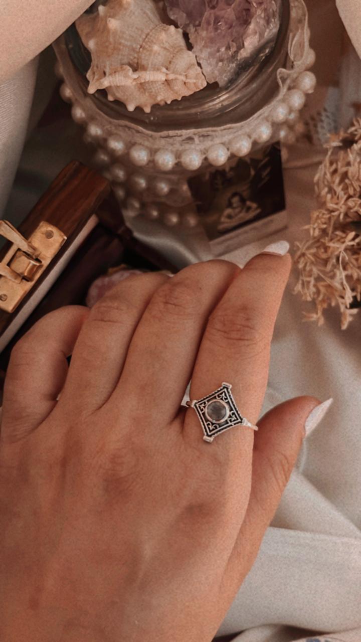 Labradorite antique Boho 925 Sterling Silver Ring