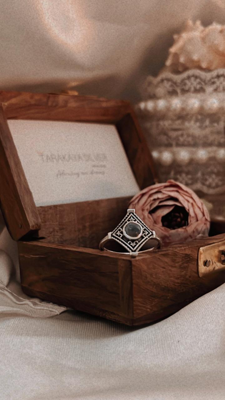 Labradorite antique Boho 925 Sterling Silver Ring