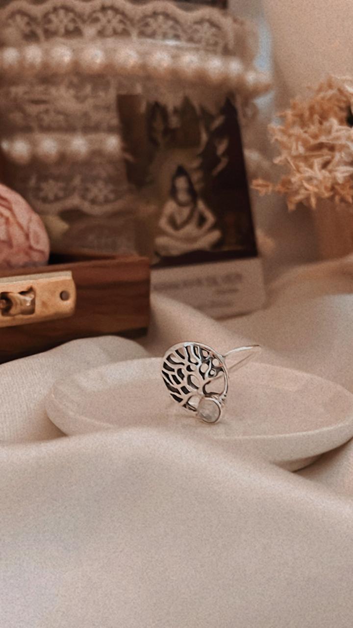 Moonstone Tree of Life 925 Sterling Silver Ring