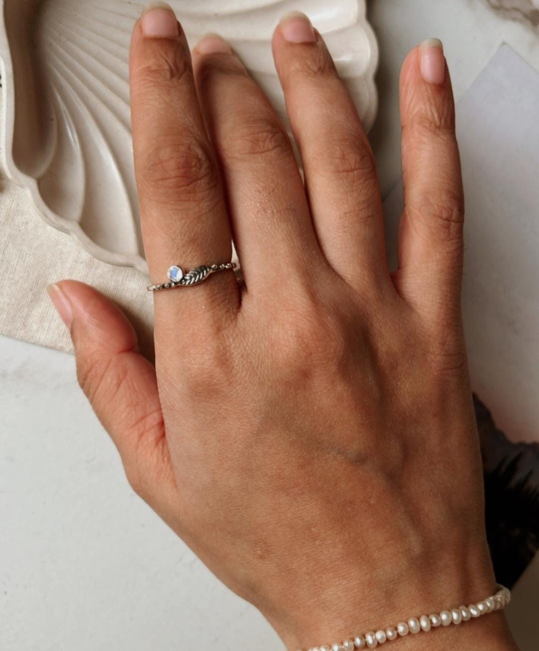 Moonstone Dainty Forest 925 Sterling Silver Ring