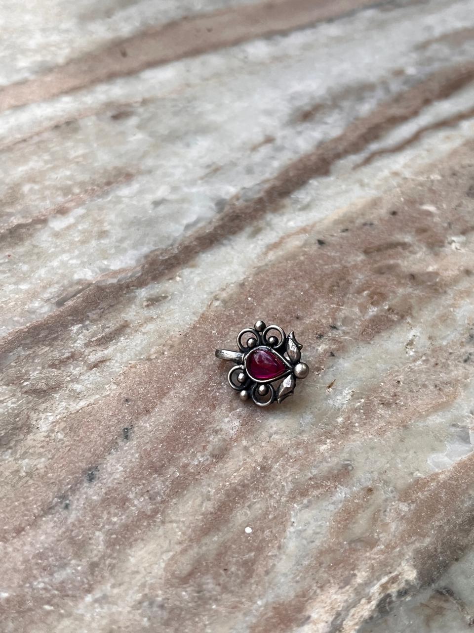 Bugadi Pink Stone Clip On Handcrafted Sterling Silver 925 Helix Ear Cuffs