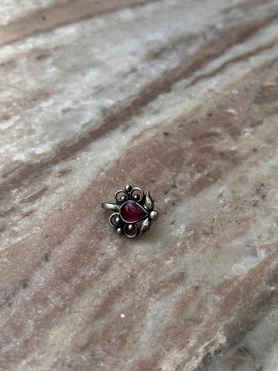 Bugadi Pink Stone Clip On Handcrafted Sterling Silver 925 Helix Ear Cuffs