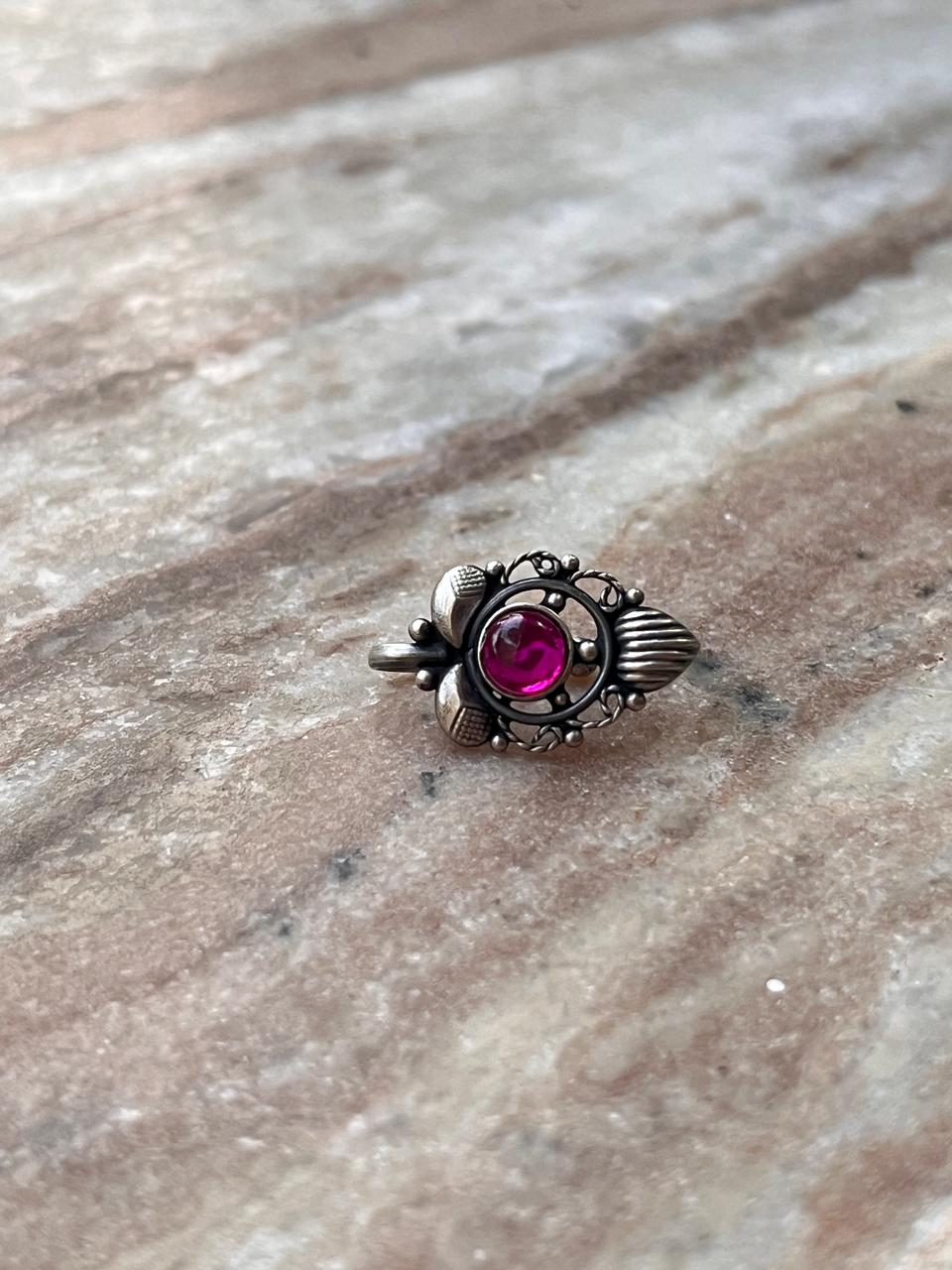 Bugadi Pink Stone Clip On Handcrafted Sterling Silver 925 Helix Ear Cuffs