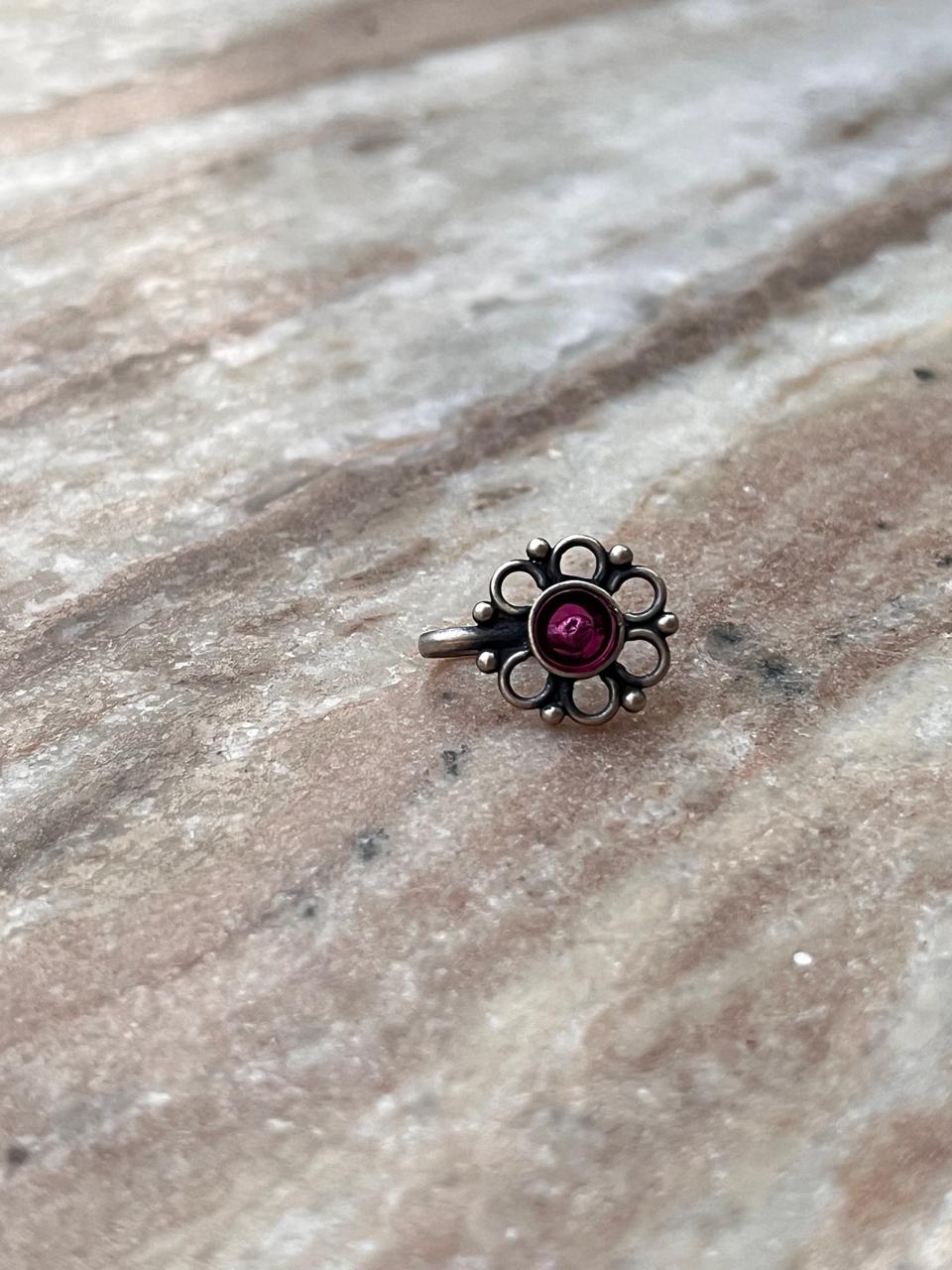 Bugadi Pink Stone Clip On Handcrafted Sterling Silver 925 Helix Ear Cuffs