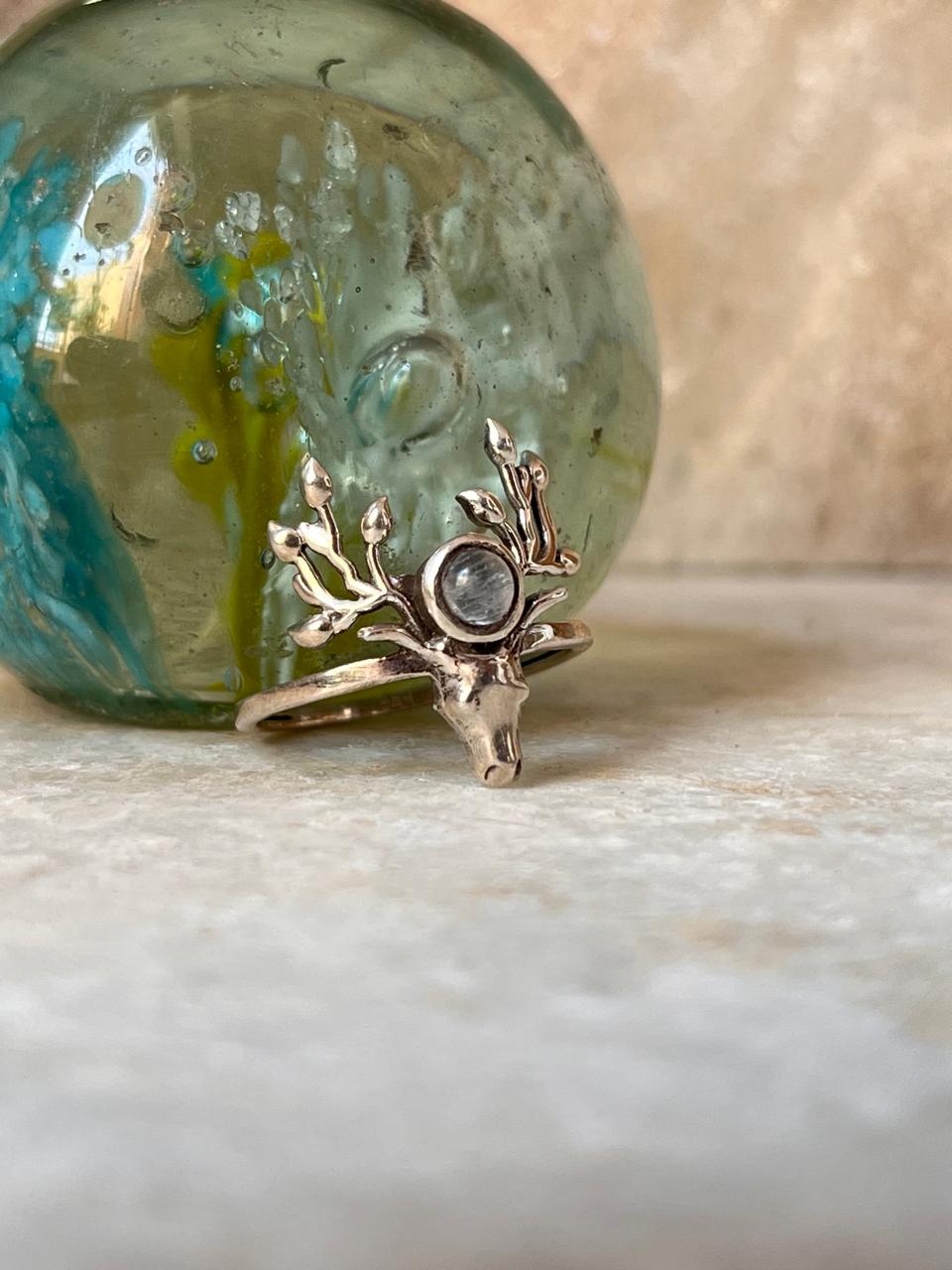 Antler Moonstone 925 Sterling Silver Ring