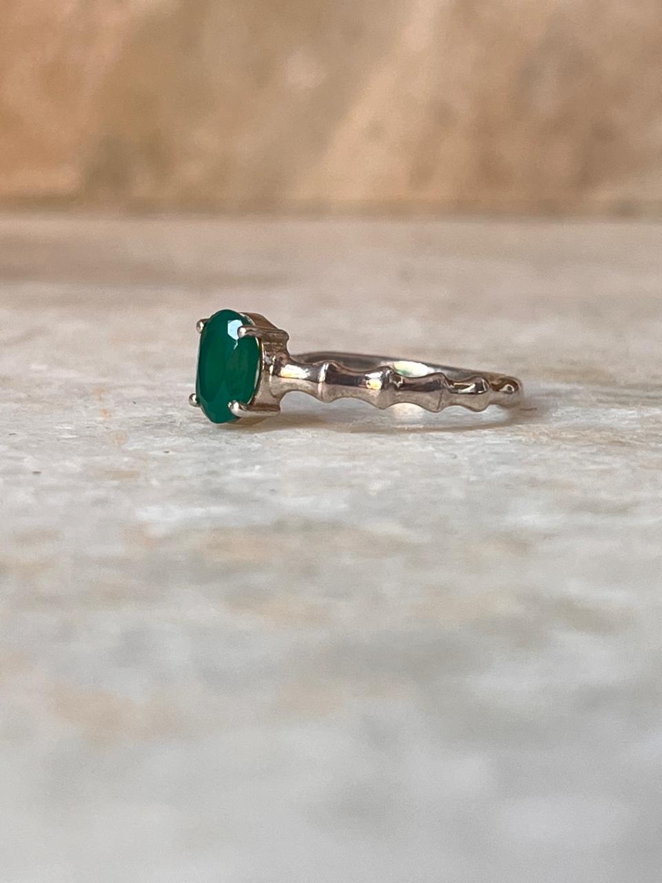Natural Green Onyx 925 Sterling Silver Ring