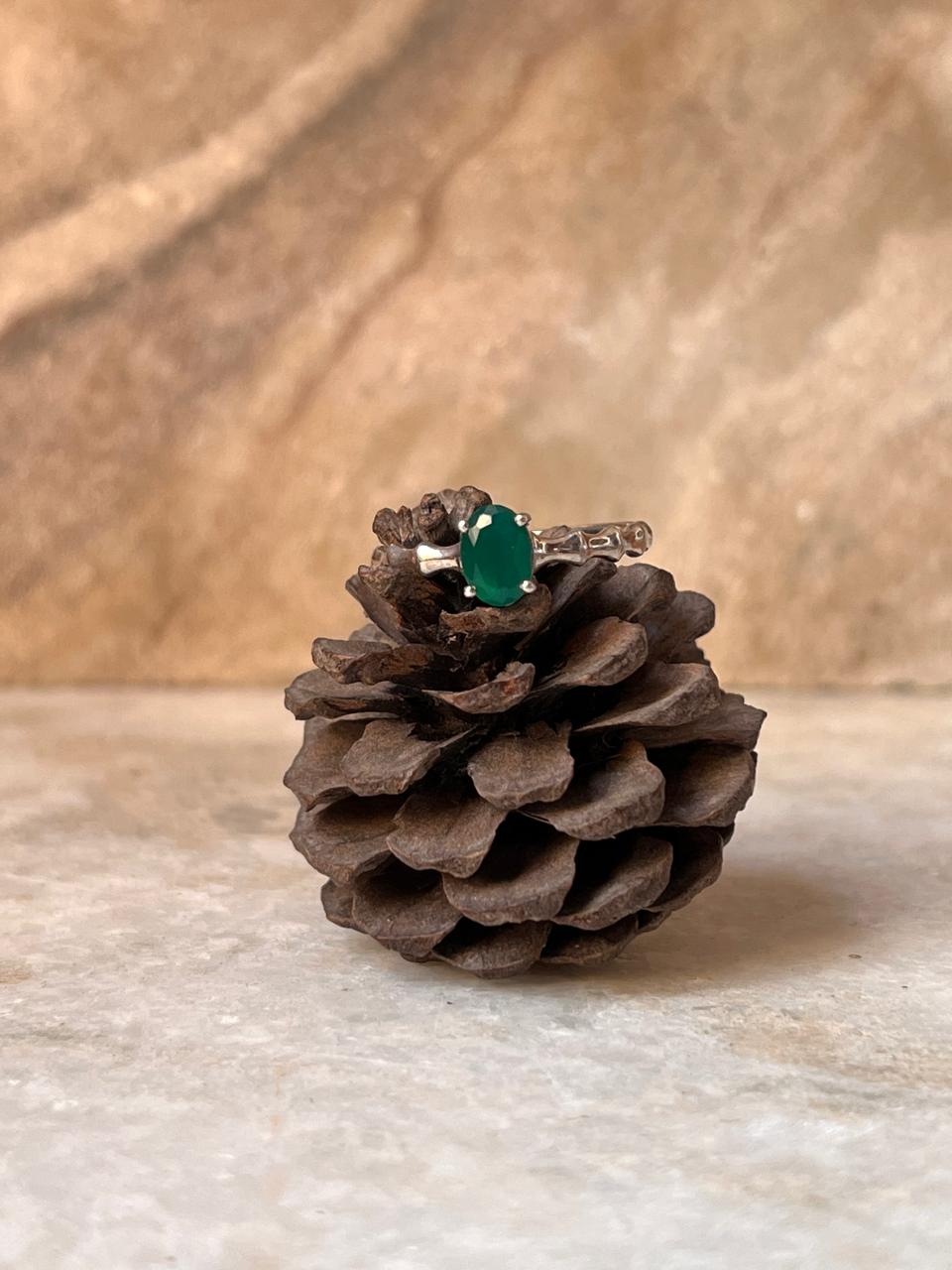Natural Green Onyx 925 Sterling Silver Ring