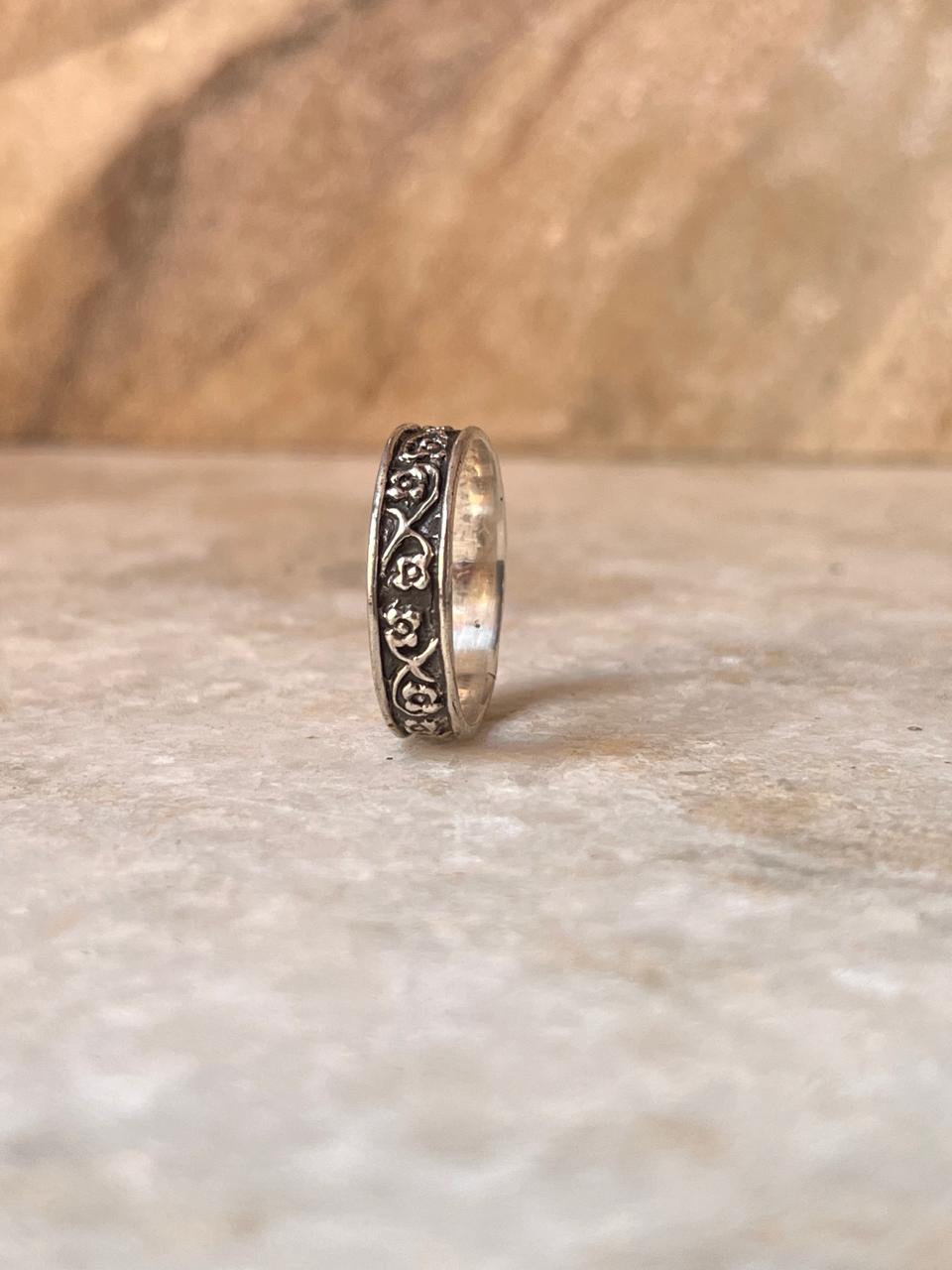 Floral Engraved Band 925 Sterling Silver Ring