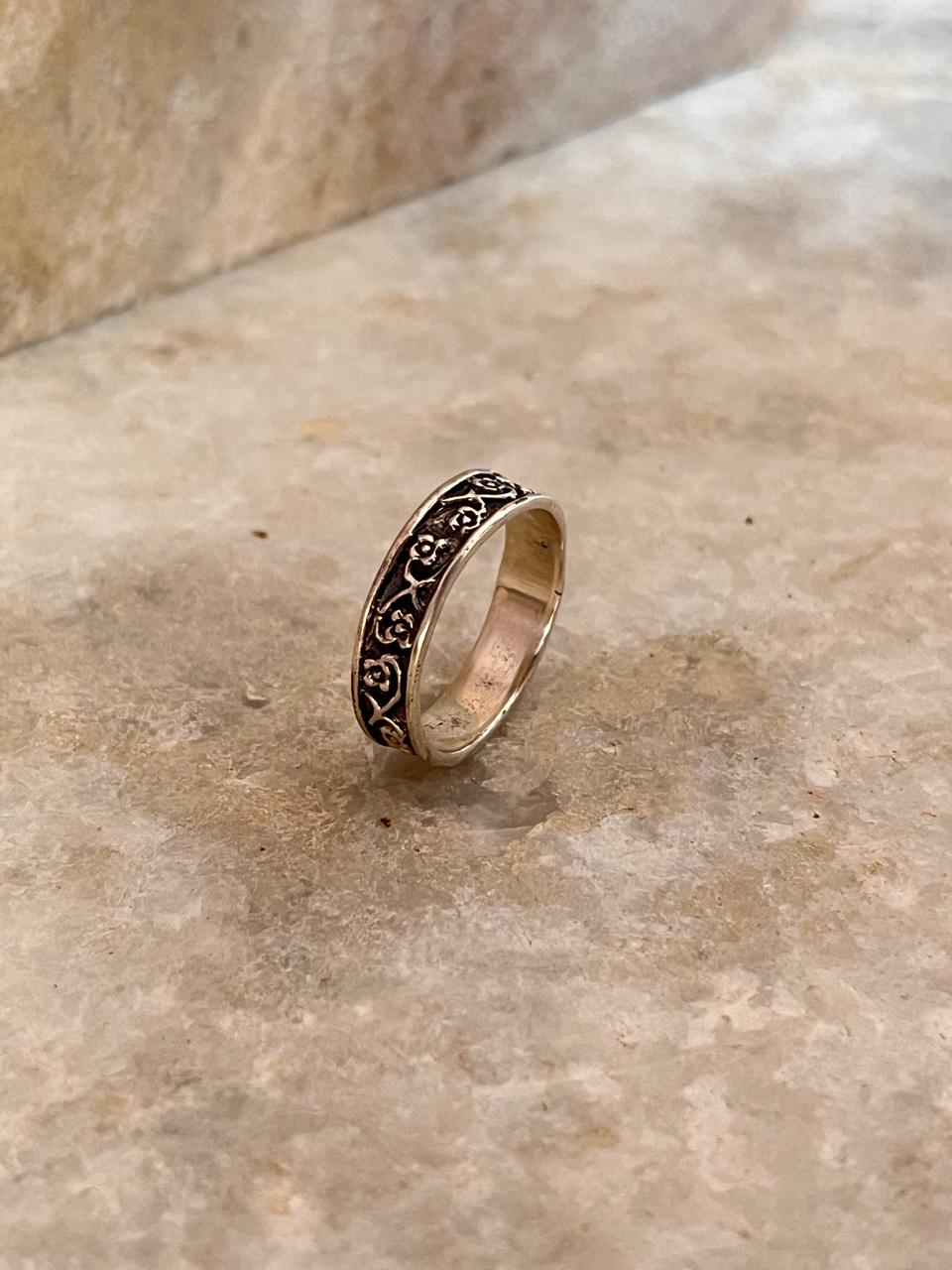 Floral Engraved Band 925 Sterling Silver Ring