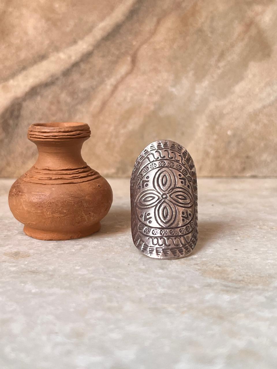 Antique Bohemian Mandala Handcrafted Adjustable 925 Sterling Silver Ring