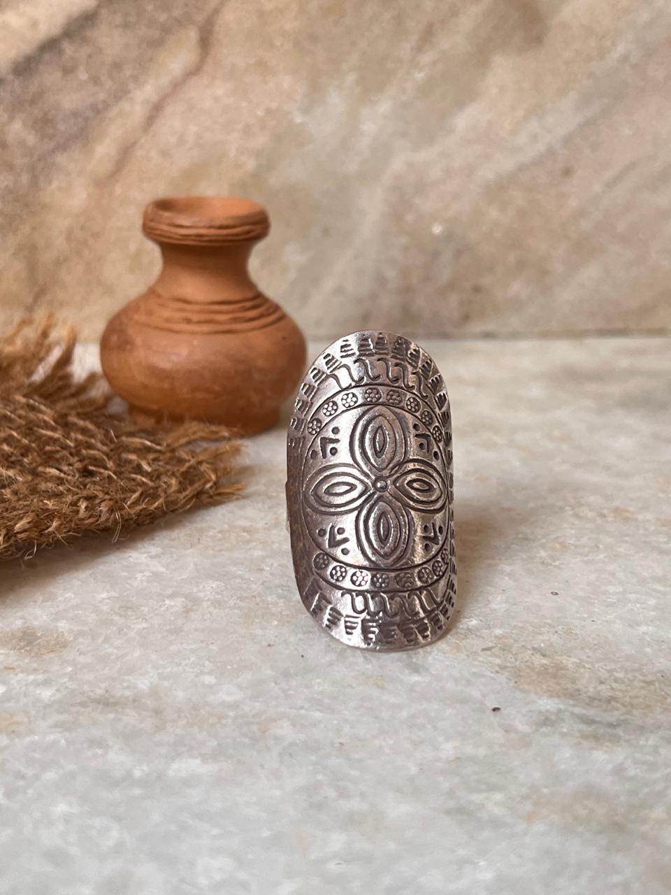 Antique Bohemian Mandala Handcrafted Adjustable 925 Sterling Silver Ring