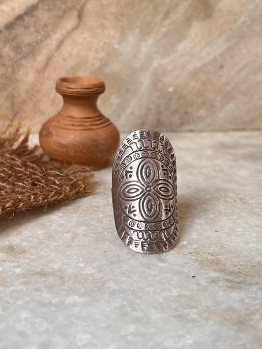 Antique Bohemian Mandala Handcrafted Adjustable 925 Sterling Silver Ring