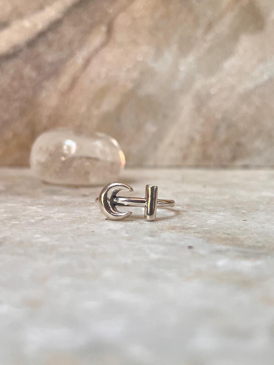 Moon Flower Holder 925 Sterling Silver Ring