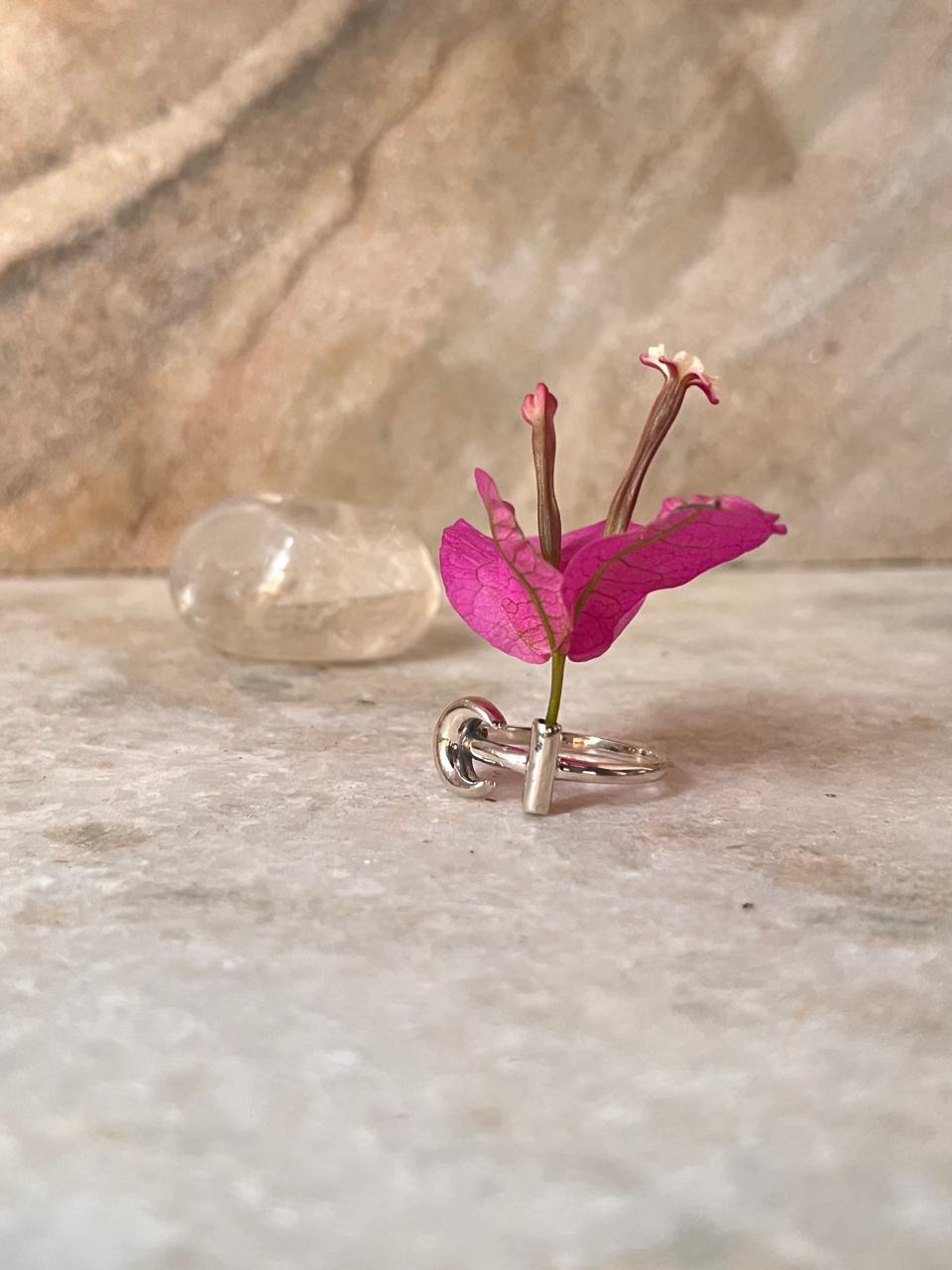 Moon Flower Holder 925 Sterling Silver Ring - Tarakaya Silver