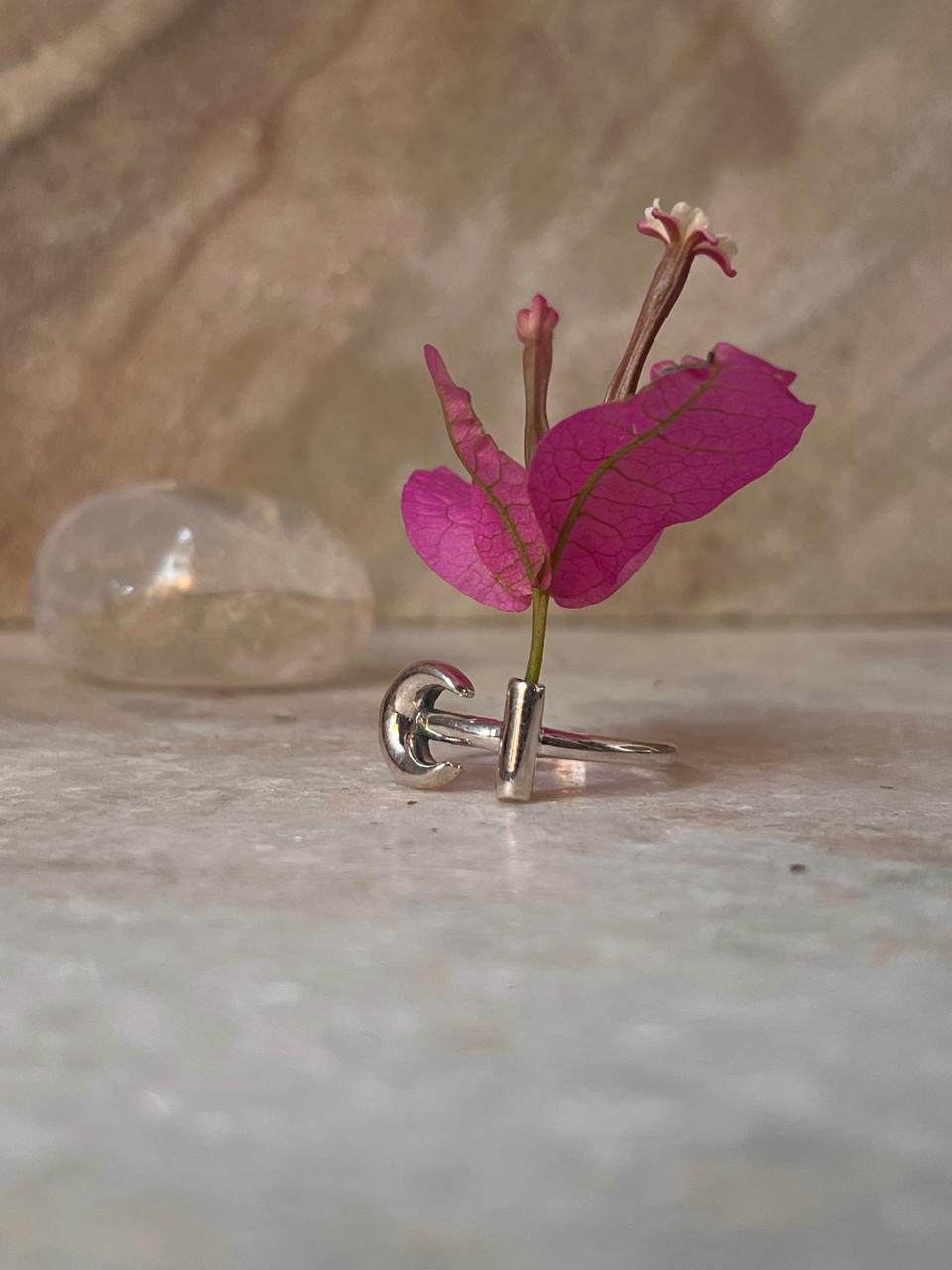 Moon Flower Holder 925 Sterling Silver Ring - Tarakaya Silver
